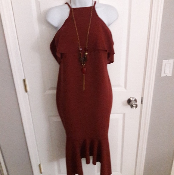 Boohoo maternity red orange dress size 6 - Picture 4 of 8